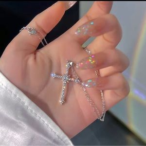 Rhinestone Zircon Cross  Necklace New with tags